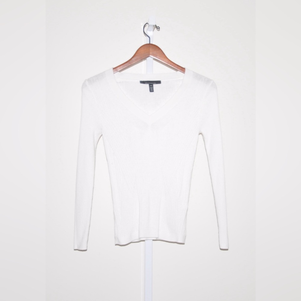 White House Black Market Womens Cashmere Blend Ivory Long Sleeve Top XS MSRP $85